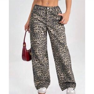 Leopard Print Wide-Leg Pants